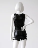 Faux Leather Two-Piece Lingerie Set