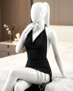 Women’s Sexy Cowl Neck Chain Mini Dress
