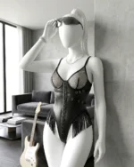Women’s Mesh & Patent Leather Underwire Teddy
