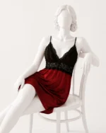Lace Satin Nightdress - Pink Straps