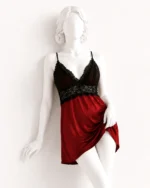 Lace Satin Nightdress - Pink Straps