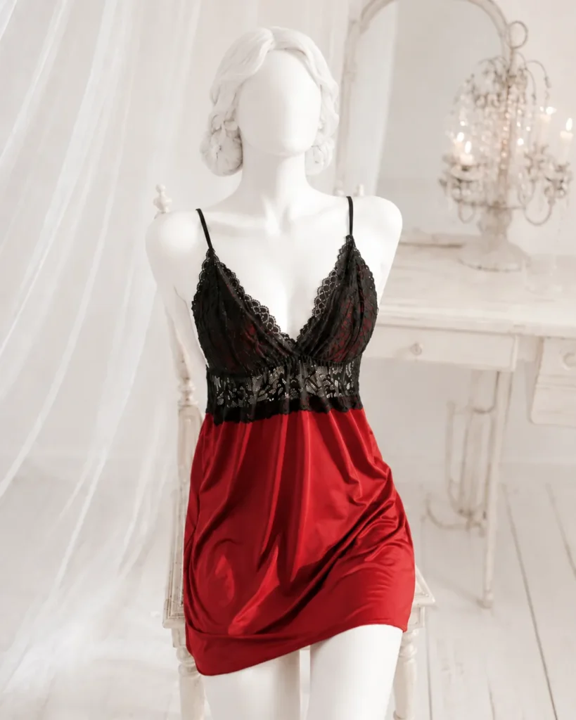 Lace Satin Nightdress - Pink Straps