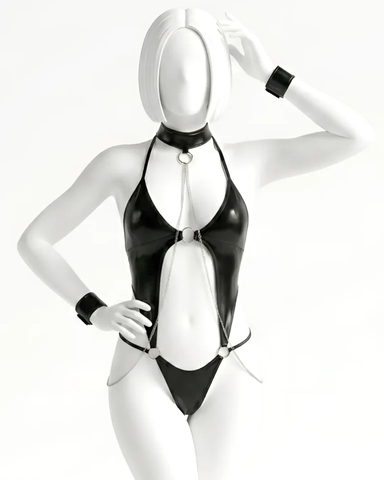 Leather Strappy Bodysuit Lingerie