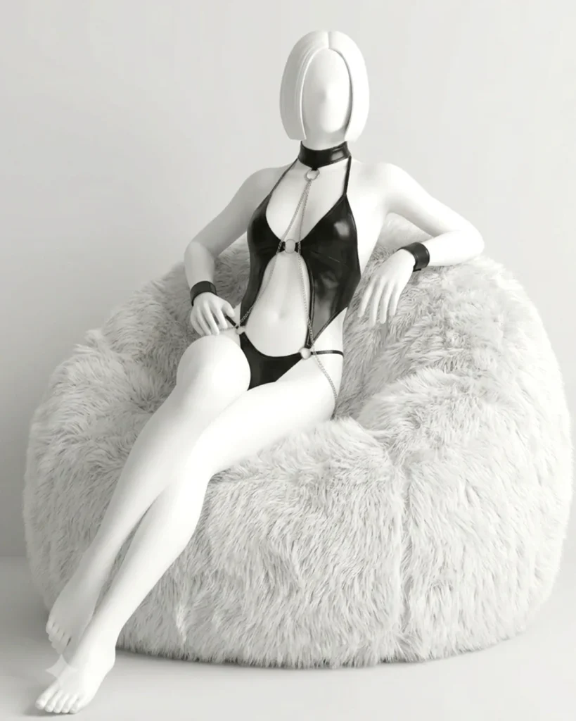 Leather Strappy Bodysuit Lingerie
