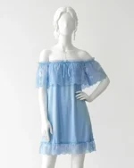 Off-Shoulder Lace Nightdress - Pink Straps