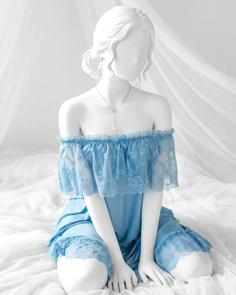 Off-Shoulder Lace Nightdress - Pink Straps