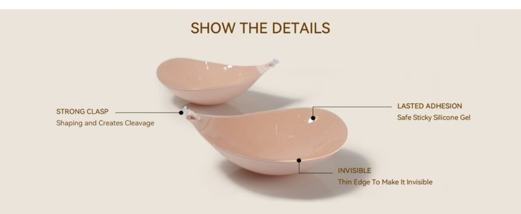 Labelled Featured Of Invisible Push-Up Nude Bra With Clear Straps