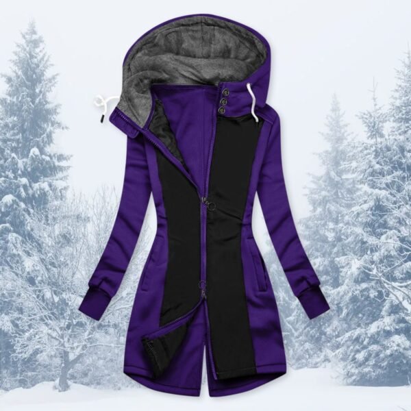 Hooded Ladies Winter Sweatshirt Mid-Length Jacket - Image 4