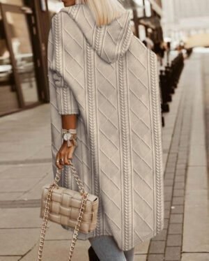 Fashionable Solid Color Knitted Casual Coat