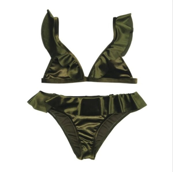 Women Ice Velvet Ruffle Bikini Sets Band - Image 3