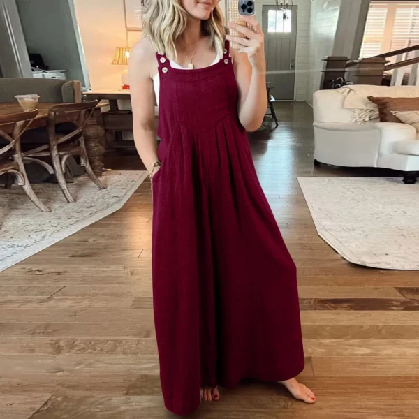 Women One-Piece Baggy Jumpsuit Wide Leg Overalls Casual Jumpsuit - Image 6