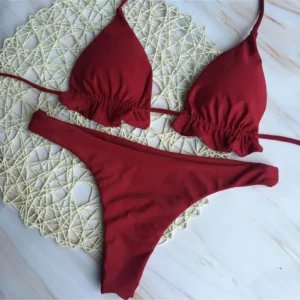 Summer Women's Sexy Bikini Set Drawstring Bikini
