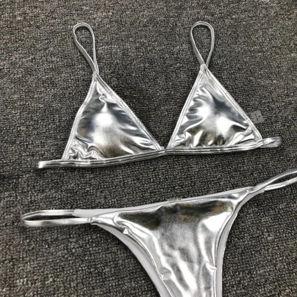Sexy Bikini Set Women Shimmery Gold Bikini - Image 3