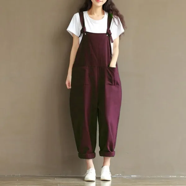 Women Strap Casual Jumpsuit Casual Dungarees Baggy Jumpsuit - Image 5