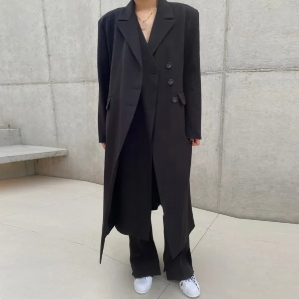 Korean Style Suit Double Placket Design Single Breasted Coats - Image 4