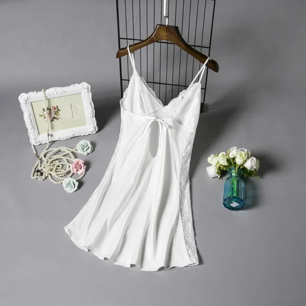 Vintage Sleepwear Sexy Night Dress Satin Silk Bridal Nighty - Image 4