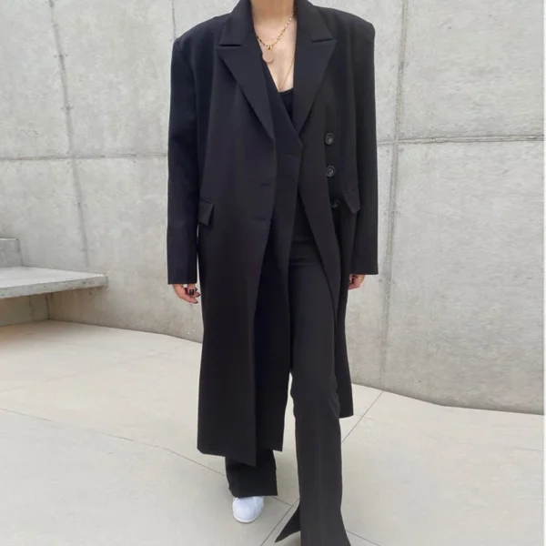 Korean Style Suit Double Placket Design Single Breasted Coats - Image 5