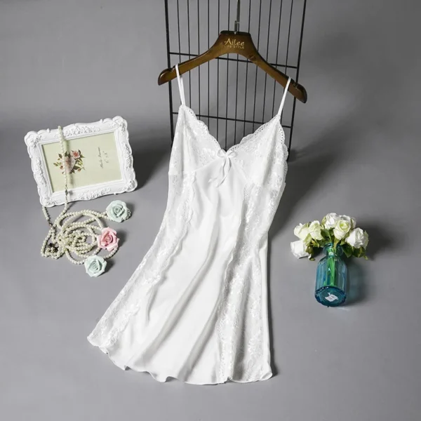 Vintage Sleepwear Sexy Night Dress Satin Silk Bridal Nighty - Image 3