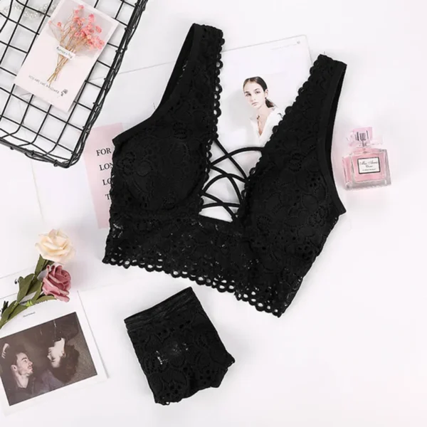Women Bra Set Sexy Bikini Cross Straps Bra Panty Set - Image 7