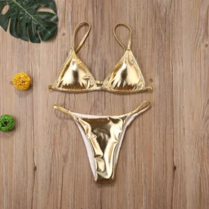 Sexy Bikini Set Women Shimmery Gold Bikini