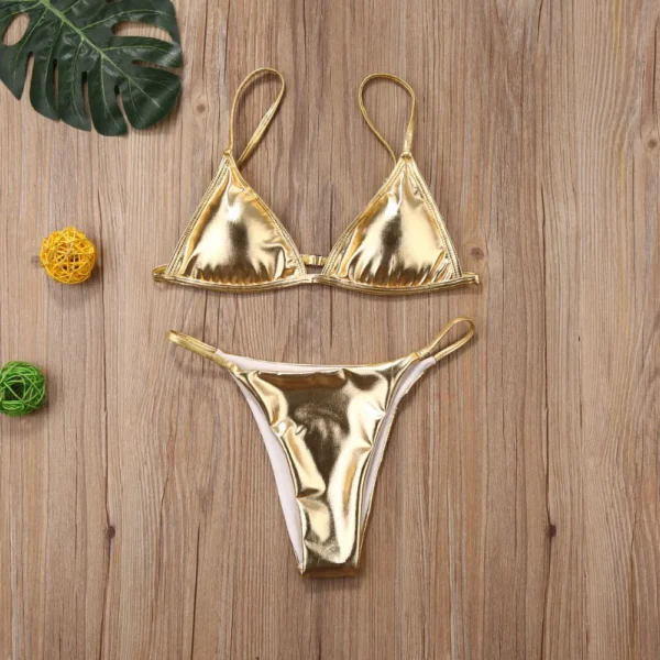 Sexy Bikini Set Women Shimmery Gold Bikini