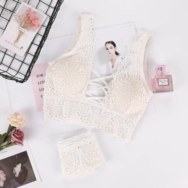 Women Bra Set Sexy Bikini Cross Straps Bra Panty Set - Image 8