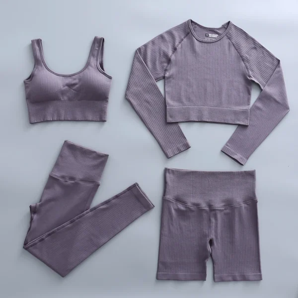 Women'S Seamless Yoga Suit Set 2/3/4 Pieces Gym Clothes - Image 9