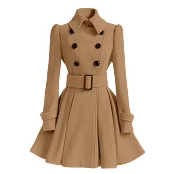 Stylish Winter Coats Double Breasted Trench Coat Belt Buckle - Image 7