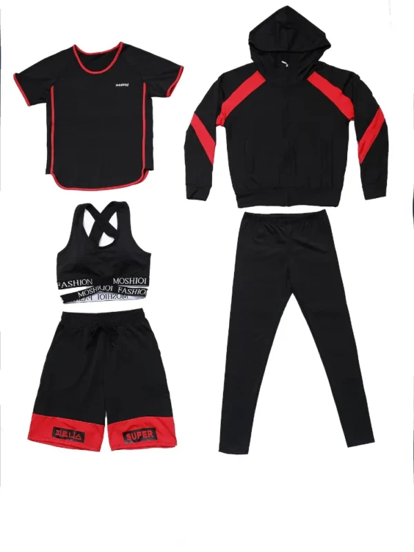 Korean Style 5 Piece Fitness Training Seamless Yoga Suit - Image 5