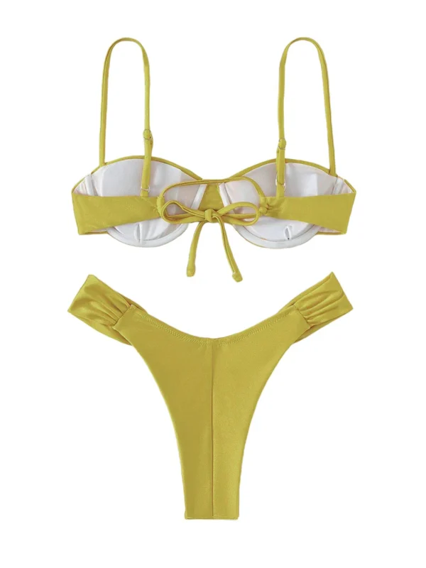 Cute Two Piece Bikinis Pleated Bra Panty Sexy Bikini Sets - Image 3