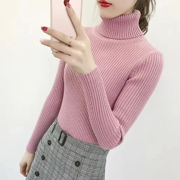 Women High Neck Top Slim Knitwear Ladies Fashion Sweater - Image 6