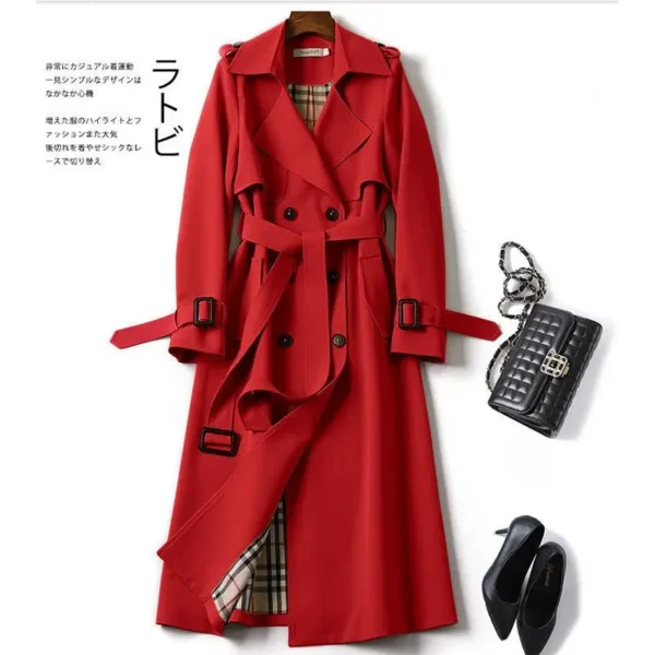 Korean Style Long Coat For Women Slim-Fit Trench Coat - Image 6