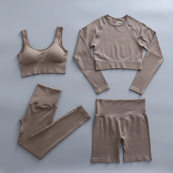 Women'S Seamless Yoga Suit Set 2/3/4 Pieces Gym Clothes - Image 4
