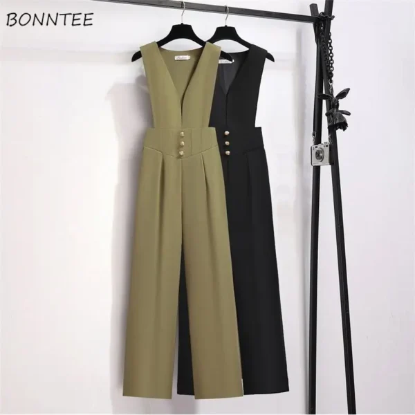 Office Ladies Sleeveless Jumpsuits Wide Leg Jumpsuit