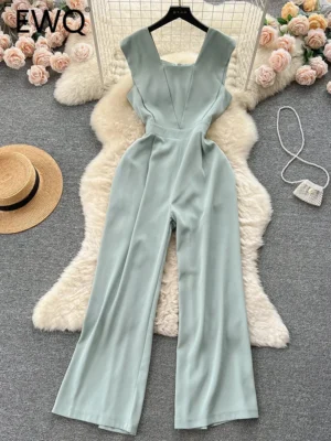 Elegant Style Comfy Jumpsuit Square Collar Jumpsuits