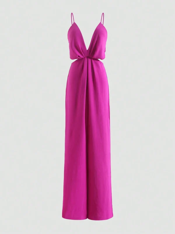 Women'S Wide Leg Casual Jumpsuits Backless With Zipper - Image 5