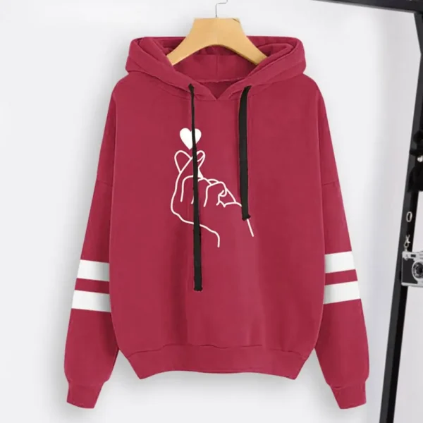 Women'S Korean Style Hooded Sweatshirt Printed Sweatshirt - Image 3