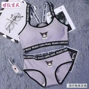 Cute Girl's Bra No Steel Ring Bra Set Beautiful Back Bikini Set
