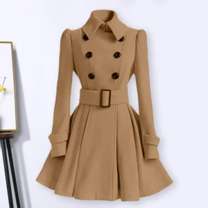 Stylish Winter Coats Double Breasted Trench Coat Belt Buckle