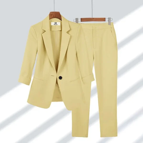 Casual Blazer And Pant For Office Lady Notched Collar Coat - Image 2