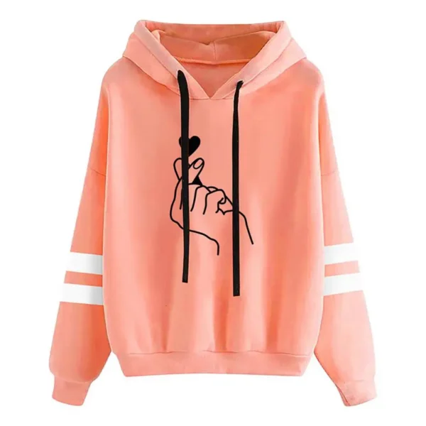 Women'S Korean Style Hooded Sweatshirt Printed Sweatshirt - Image 8