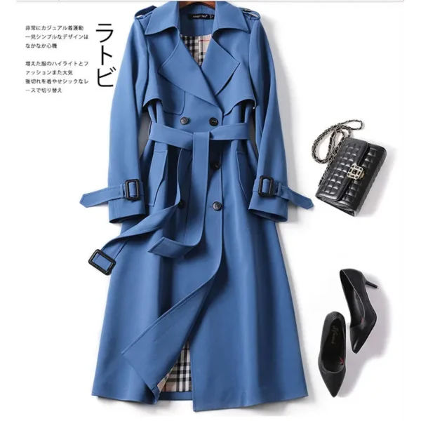 Korean Style Long Coat For Women Slim-Fit Trench Coat - Image 2