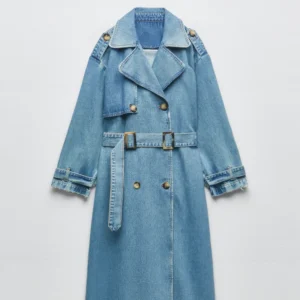 Slim-Fit Trench Coat For Women Denim Jacket Blue Jean