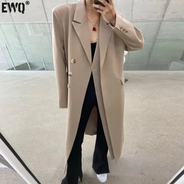 Korean Style Suit Double Placket Design Single Breasted Coats - Image 3