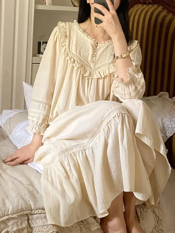 Women Pure Cotton Long Cute Nighty - Image 4
