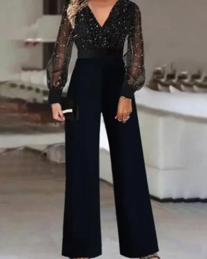 Elegant Women's Comfy Jumpsuit Long Vintage Jumpsuit