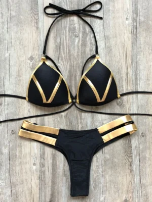 Gold Stamping Sexy Bikini Padded Push Up Bikini