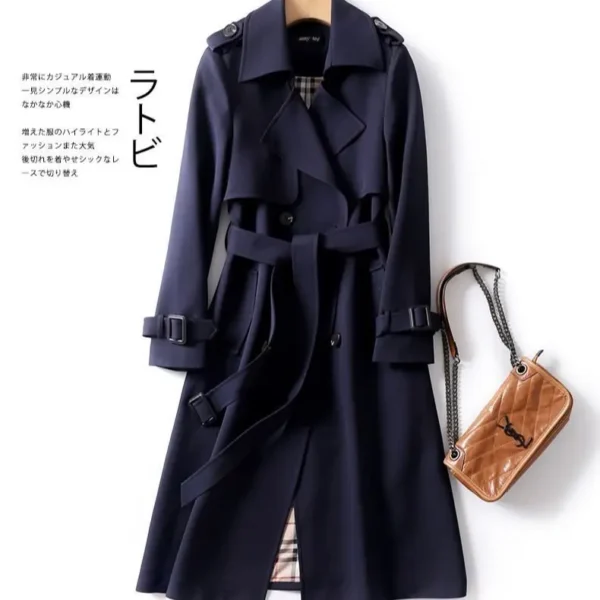 Korean Style Long Coat For Women Slim-Fit Trench Coat - Image 7