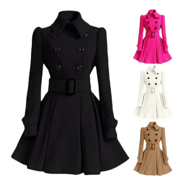 Stylish Winter Coats Double Breasted Trench Coat Belt Buckle - Image 5