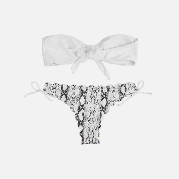 Sexy Bikini Strapless Ruffled Bow Drawstring Bikini - Image 11